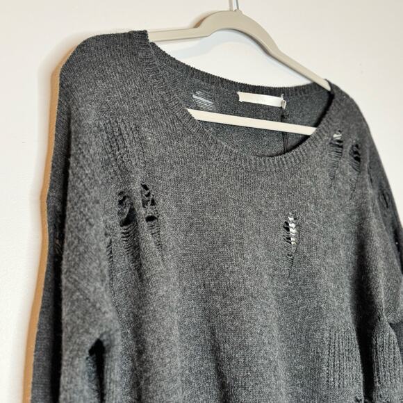 One Grey Day Carter Gray Merino Wool Shredded Pullover Women Small NWT - Picture 10 of 10